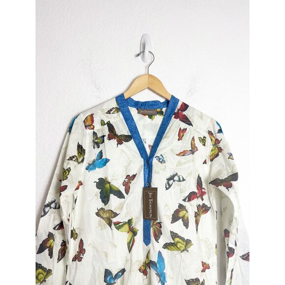 NWT Jim Thompson Button Down Tunic Size 6 Butterfly Print Cotton Lightweight - Picture 3 of 12